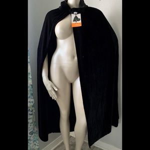 NWOT Womens Men’s Black Velvet Hooded Cape Cloak Dress Up Costume LAST ONE!